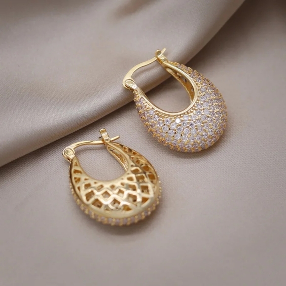 14k gold diamond earrings - Picture 2 of 5